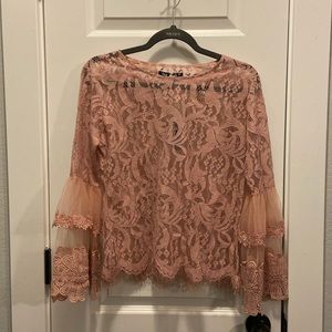 Pink Sheer Lace Blouse
